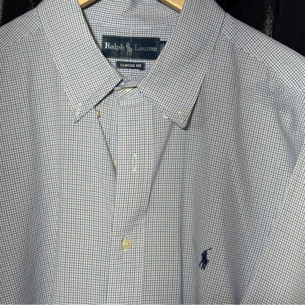 2/$20  Ralph Lauren Blue Dress Shirt Classic Gingham - Picture 2 of 10